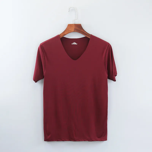 Men's Black <b>V</b>-Neck Short Sleeve Knitted T-Shirt Regular <b>Fit</b> Casual Solid Color - Product Image 3