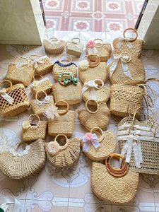 Embroidered Water Hyacinth Beach Handbag & Hat Colorful Floral Embroidery Rattan Tote <b>Bag</b> and Hat Set for Summer Beach Lady. - Product Image 5