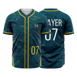 Maillots de baseball sur mesure à séchage rapide et respirants, haute qualité, manches courtes, entièrement boutonnés, grandes tailles, maillots cousus - Product Image 1