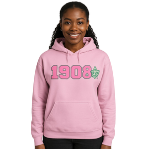   Sweat à capuche en polaire premium 1908 Ivy, pull à capuche personnalisé pour sororité grecque, vêtements pour femmes, rose clair et vert - Product Image 4