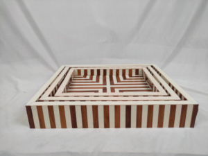 Bandeja Otomana Decorativa de Madera Hecha a Mano, Multiusos, con Incrustaciones, Centro de Mesa de Diseño Moderno con Sensor Táctil - Product Image 2