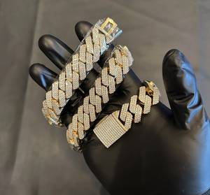 20MM 3 Row <b>Iced</b> <b>Out</b> Moissanite Miami Cuban Link <b>Chain</b> 14K Gold 925 Silver Round Cut Diamond Hip Hop Necklace Mens Fine Jewelry - Product Image 1