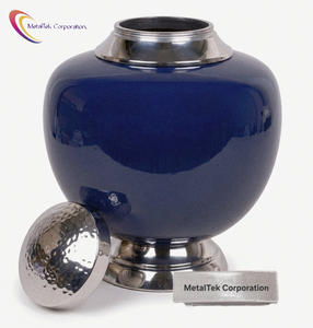Blue Cremation Urn for Human Ashes Customized Colour Adult Funeral Decorative <b>Memorial</b> Urns High Quality Metal Urns Manufacturer - Product Image 4