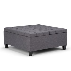Harrison Slate Grey Coffee Table <b>Storage</b> Ottoman Stylish <b>Stools</b> & Ottomans - Product Image 1