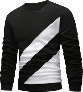 Sudadera de Cuello Redondo para Hombre, Color Negro y Blanco, Corte Regular, Tejido de Punto, 100% Algodón, Felpa Transpirable, Informal, para Invierno - Product Image 6