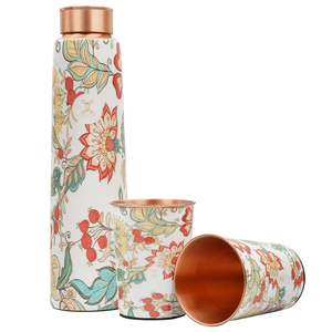Bouteille d'eau en cuivre imprimée émail pour boissons et jus – Bouteille de santé ayurvédique en cuivre pour les bienfaits de l'eau – Vaisselle et bouteilles - Product Image 3