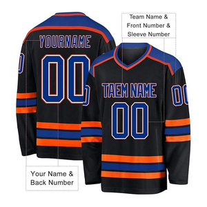 Maillot de hockey sur glace unisexe personnalisé rouge, col en V, impression sublimée, évacuation de l'humidité, respirant, anti-UV, manches longues, polyester, nom de l'équipe - Product Image 6