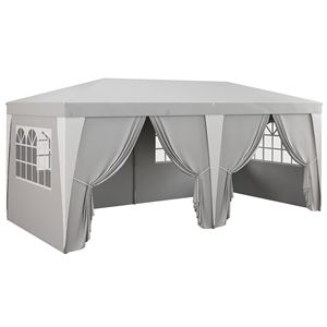 Grande Tenda Pop-up Grigia 20x10 per Esterni, Montaggio Istantaneo con Altezza Regolabile e Pareti Laterali in Rete per Feste e Raduni all'Aperto - Product Image 1
