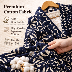 Robe Courte Kimono de Luxe en Coton Filé Premium pour Femme, Col en V, Manches Longues, Broderie Artisanale, Vêtement de Nuit de Luxe, Vente en Gros - Product Image 4