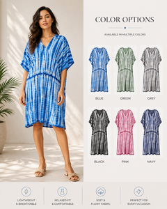 Vestido Largo Bohemio para Mujer, con Cuello en V, Hombros Descubiertos, Estampado Tie-Dye, 100% Algodón Ecológico, Transpirable, Silueta Evase, Ideal para Fiestas - Product Image 2