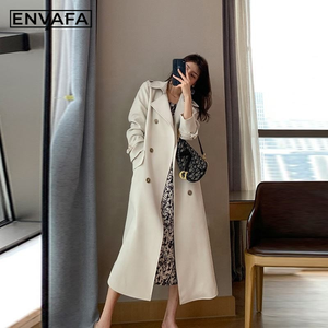 Custom Windbreaker Jackets Women's Spring New High-end Atmosphere and Thin Mid-<b>length</b> Over-the-knee <b>Coat</b> - Product Image 5
