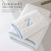 Serviette de Bain Marque Blanche OEM ODM 700 GSM Coton Peigné Boucle Profonde Longue 6 Couleurs de Bordure Monogramme Personnalisé pour Hôtels Vente en Gros