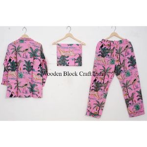 Ensemble de vêtements de nuit en coton à manches longues pour femmes Tissu confortable et respirant Ensemble de pyjama deux pièces Idéal pour l'été et le quotidien - Product Image 4