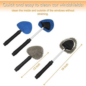 Set di Strumenti per la Pulizia dell'Auto con Manico Estensibile, 3 Pezzi in Microfibra, 2 Pezzi in Ciniglia, Strumento per la Pulizia del Parabrezza, Cura degli Interni - Product Image 2