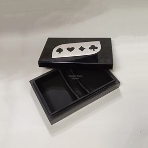 กล่องเก็บไพ่ไม้สีดำทำมือ พร้อมช่องแบ่งสำหรับจัดเก็บ กล่องจัดระเบียบไพ่สุดหรูสำหรับชุดโป๊กเกอร์ - Product Image 2