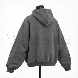 เสื้อฮู้ดดี้โอเวอร์ไซส์สีเทาล้วน ผ้าฝ้ายเฟรนช์เทอร์รี่ สำหรับผู้ชาย สวมใส่สบายๆ ในฤดูใบไม้ร่วง มีกระเป๋า ดีไซน์เรียบง่าย ทรงปกติ - Product Image 4