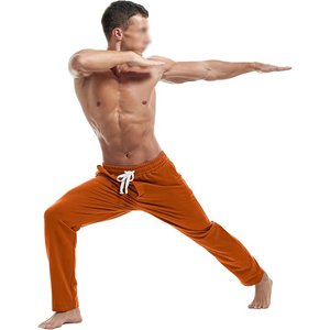 Solid Orange Tapered Cuffed Jogger Sweatpants <b>Men</b> Drawstring Waist Casual Athletic <b>Lounge</b> <b>Trouser</b> - Product Image 3