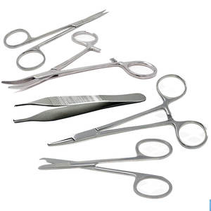 Kit de 5 Piezas para Laceraciones, Juego de Instrumentos de Sutura Quirúrgica con Portaagujas, Tijeras, Pinza Hemostática, Pinza Adson, Acero Inoxidable - Product Image 1