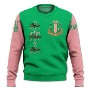 Sudadera Alpha Aka Alpha Rosa Verde con Cuello Redondo para Hombre, Corte Regular, Diseño con Letras Griegas, Sudadera con Estampado por Sublimación - Product Image 5