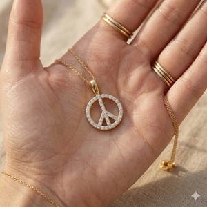 Statement <b>Layered</b> Peace Sign 925 <b>Silver</b> Gold Plated Vintage Party Pendants <b>Necklace</b> Custom Moissanite Diamond Iced Hip Hop Style - Product Image 2