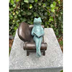 Escultura Antigua de Rana con Sofá de Bronce, Figura Decorativa para Mesa de Sala de Estar - Product Image 1