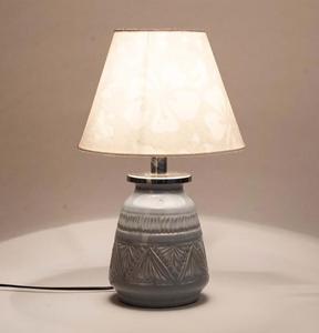 Ceramic Table Lamp with White Fabric Empire Shade Warm White <b>Light</b> Traditional Design for Bedroom Decorative <b>Lighting</b> - Product Image 1