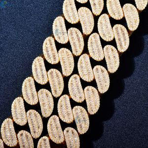 Pulsera de hombre con diamantes cultivados en laboratorio, corte baguette, 20 mm, estilo cubano, con incrustaciones de diamantes, estilo hip hop, para él. - Product Image 3