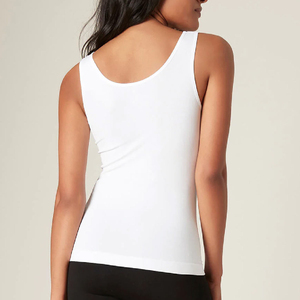 2026 Best Selling Women's Tank Top <b>White</b> Scoop Neck Tank Top Knitted Solid Casual Breathable Sleeveless Tank Top - Product Image 2