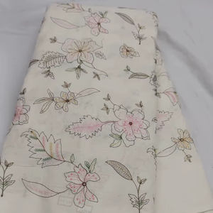 Tela de Algodón Puro con Bordado Floral Hakoba, 75 GSM, 44 Pulgadas de Ancho, Material de Bordado con Ojales para Vestidos de Boutique, 10 Metros - Product Image 1