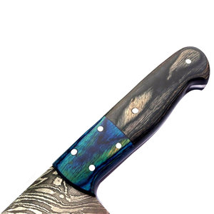 Couteau de chef en acier Damas avec motif décoratif et manche en bois pour cuisine professionnelle et usage domestique - Product Image 5