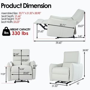 Light Gray Electric Power Recliner Wall Hugger Design for <b>Small</b> Spaces for Living Room or Office Reclining <b>Sofa</b> - Product Image 4