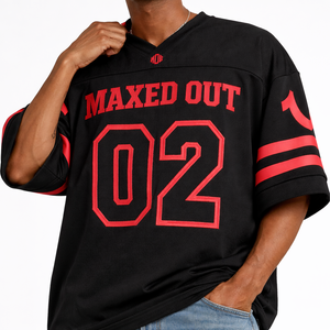 Camiseta de fútbol americano roja y negra de moda 2026, estampado serigráfico, ropa deportiva, fabricante de pedidos al por mayor con etiqueta privada OEM personalizada - Product Image 3