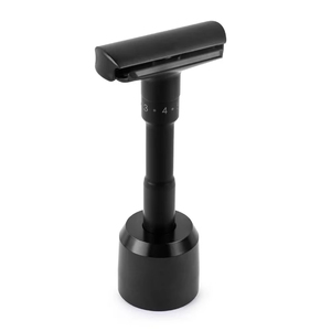 Rasoir de sécurité manuel à double tranchant pour hommes et femmes, à ouverture papillon, réutilisable, avec manche noir et argenté - Product Image 2