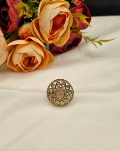 Handcrafted Round Cut Kundan Gemstone Floral Adjustable Ring Ethnic <b>Jewelery</b> For Women Festivals Party Wear Wedding Manufacturer - Product Image 3