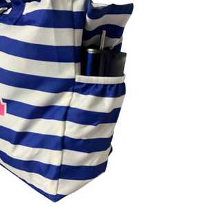 Sac de plage Jack and Jill, bleu et blanc rayé, grande capacité, sac à bandoulière de voyage, fabricant OEM - Product Image 2