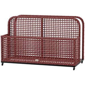 Carrello portaoggetti con ruote in rattan PE marrone misto per piscina, pratico organizer per lo stoccaggio - Product Image 1