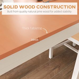 Set da Pranzo 5 Pezzi in Legno di Pino Massiccio con Sedie a Schienale Alto in Legno Naturale Bianco per Spazi Ristretti - Product Image 5