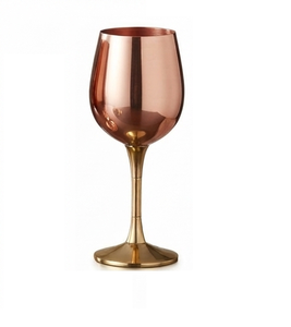 Juego de 2 Copas de Vino de Cobre Martillado Hechas a Mano, de Lujo Premium, Modernas, con Tallo de Latón, para Uso en Bares y Hoteles - Product Image 1
