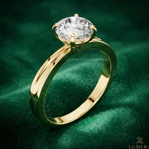 Bague de fiançailles solitaire en diamant rond de couleur D-E cultivé en laboratoire certifié IGI, or jaune 9KT 10KT 14KT 18KT, bague de luxe pour femmes - Product Image 4