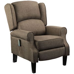 Poltrona Reclinabile Marrone con Massaggio, Riscaldamento, Tessuto, USB, Funzioni Girevoli, Telecomando in Pelle e Poggiapiedi per Soggiorno - Product Image 1