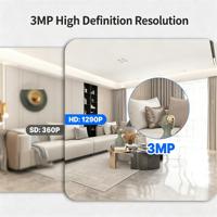 Caméra de sécurité intérieure intelligente sans fil 3MP Wi-Fi avec vision à 360° °   Alertes de suivi de mouvement avec vision nocturne couleur et rotation