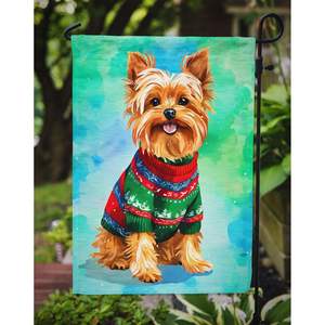 Yorkshire Terrier Yorkie Bandera de jardín de Navidad Buzón decorativo multicolor Bandera de patio Banner para ilustraciones de patio y camas de flores - Product Image 3