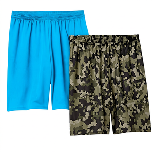 <b>Men's</b> Camouflage Bermuda <b>Shorts</b> Elastic Waist Quick Dry Knitted Casual Sport <b>Shorts</b> Solid Black and <b>Green</b> Pattern - Product Image 5
