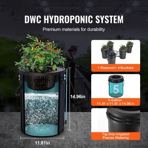 Sistema Idroponico RDWC a 4 Secchi da 5 Galloni per Coltura in Acqua Profonda con Irrigazione a Goccia Ricircolante per Fattorie, Componente Motore Nuovo/Usato - Product Image 2