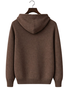 Sudadera con Capucha Tejida Marrón Personalizada para Hombre, con Tres Botones, Mezcla de Algodón Suave, Cálida, Informal, para Invierno, Estilo Urbano, Personalizada OEM - Product Image 5