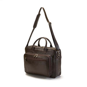 Professional Dark Brown Leather Office <b>Bag</b> with Padded Laptop Sections and Durable Zipper Closures Wholesale Supply - Product Image 5
