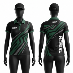 Jersey de Golf para Mujer, Poliéster Premium de 160 GSM, Transpirable, Negro, Verde, Gris, Panel, Logotipo Personalizado por Sublimación, Ropa Deportiva Tipo Polo - Product Image 1