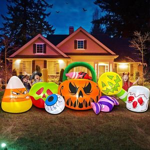 ชุดตกแต่งฮาโลวีนเป่าลมกลางแจ้งขนาด 10 ฟุต ประกอบด้วยฟักทอง ผี และโบว์ ของตกแต่งฮาโลวีนสำหรับเทศกาล - Product Image 4