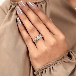 Luxury Oval Cut Diamond Bezel Set Five Stone Ring Lab Grown For Women's 14K Solid Gold Engagement Proposal Gift For Girlfriends - Product Image 3