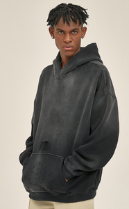 Sweat-shirt à col rond de haute qualité 420GSM délavé à l'acide avec poche kangourou et épaules tombantes pour hommes, style streetwear - Product Image 2